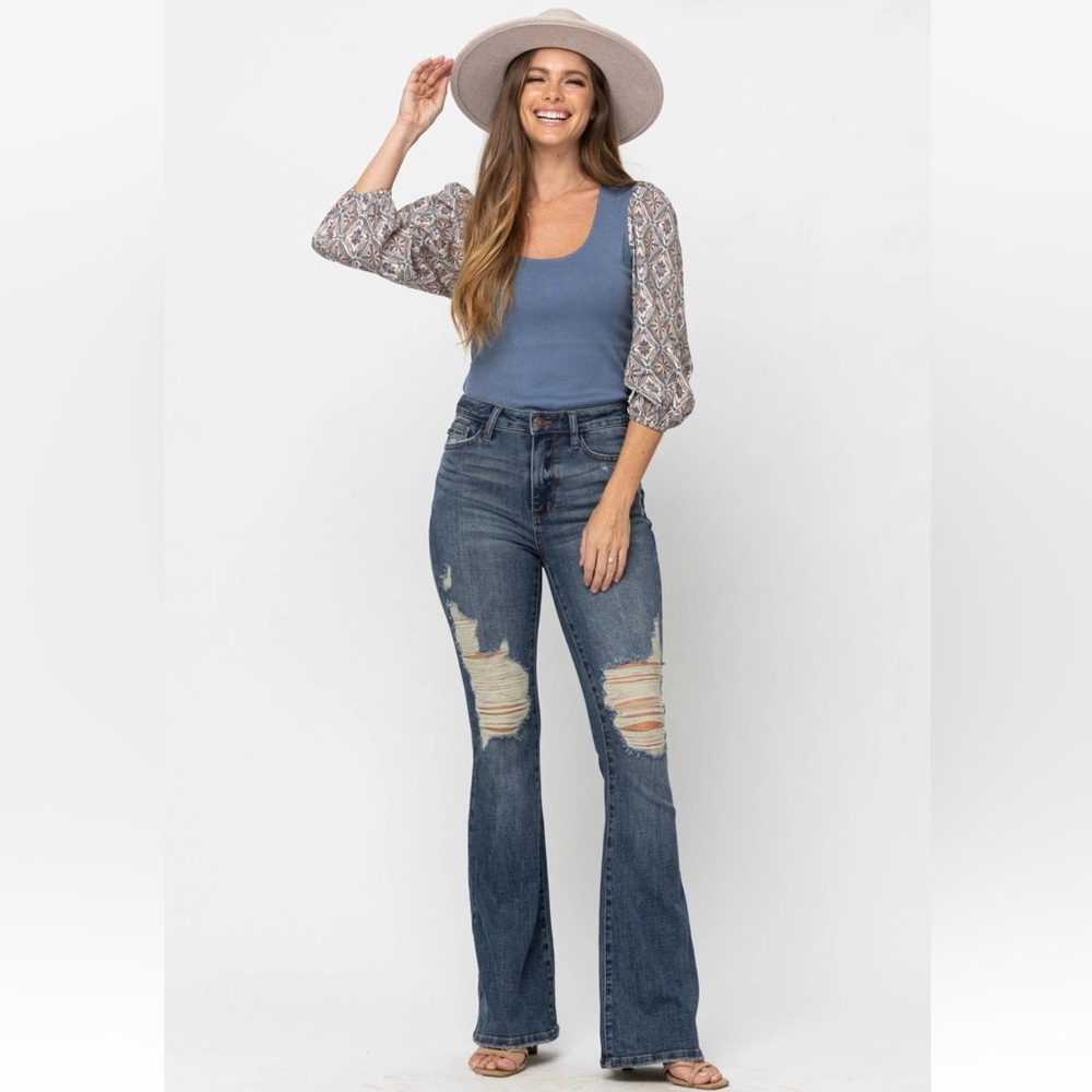 Judy Blue High Waist Destroyed Flare Jeans style JB88480 SIZE 29